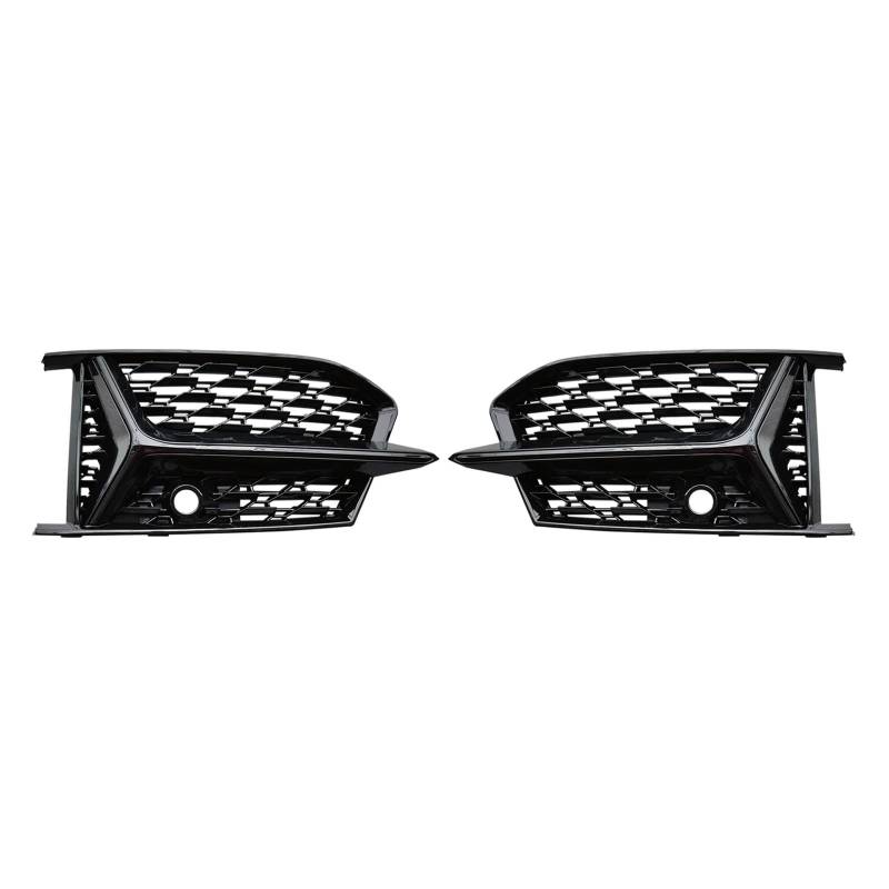 Glänzend schwarze Auto-Frontstoßstange, Nebelscheinwerfer, Kühlergrill, Grillabdeckung, kompatibel for Audi A6 C8 S6 S-Line 2018 2019 2020 2021 2022, Blendenkappe, HONEYCOMB von OVWIOQJC
