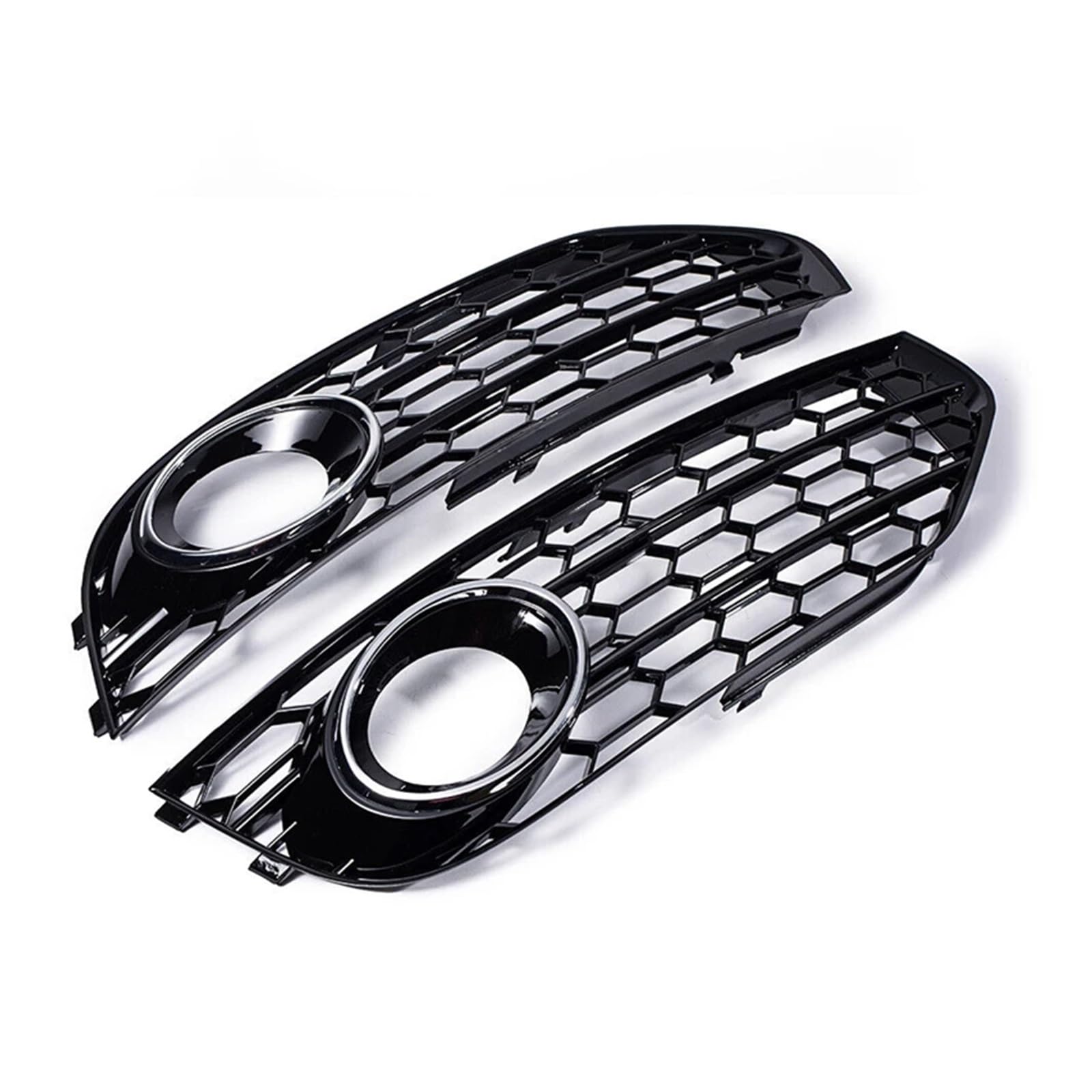 Glänzend schwarze RS-Stil-Waben-Auto-Nebelscheinwerfer-Kühlergrill-Abdeckung, kompatibel for Audi A4 B8 B8.5 ALLROAD 2009 2010 2011 2012 2013 2014 2015(Chrome) von OVWIOQJC