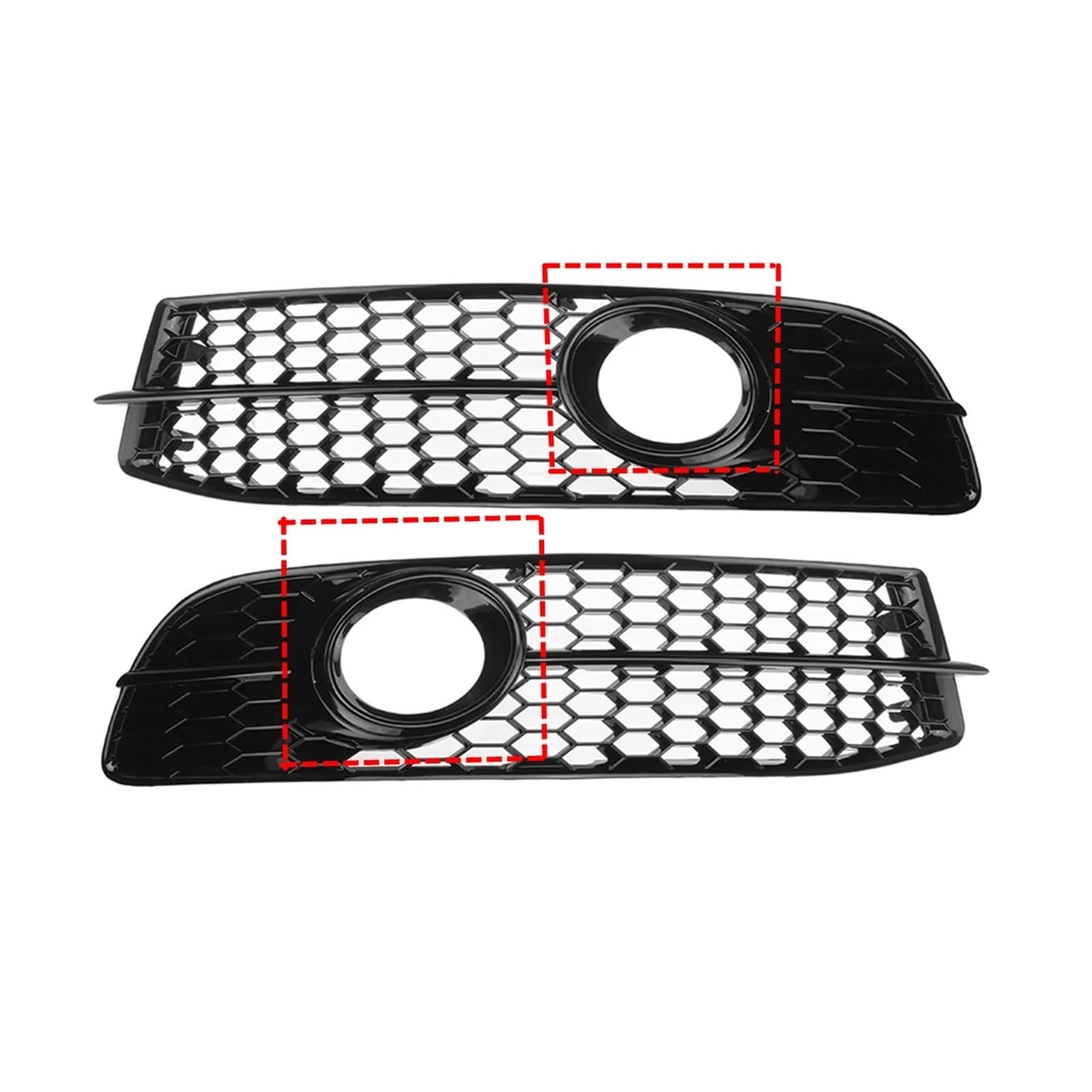 Kompatibel for Audi A6 C6 S-Line 2008–2011, Paar Nebelscheinwerfer-Kühlergrill-Abdeckung, Auto-Frontstoßstange, Nebelscheinwerfer-Grill, Waben-Sechskant-Abdeckung(Black) von OVWIOQJC