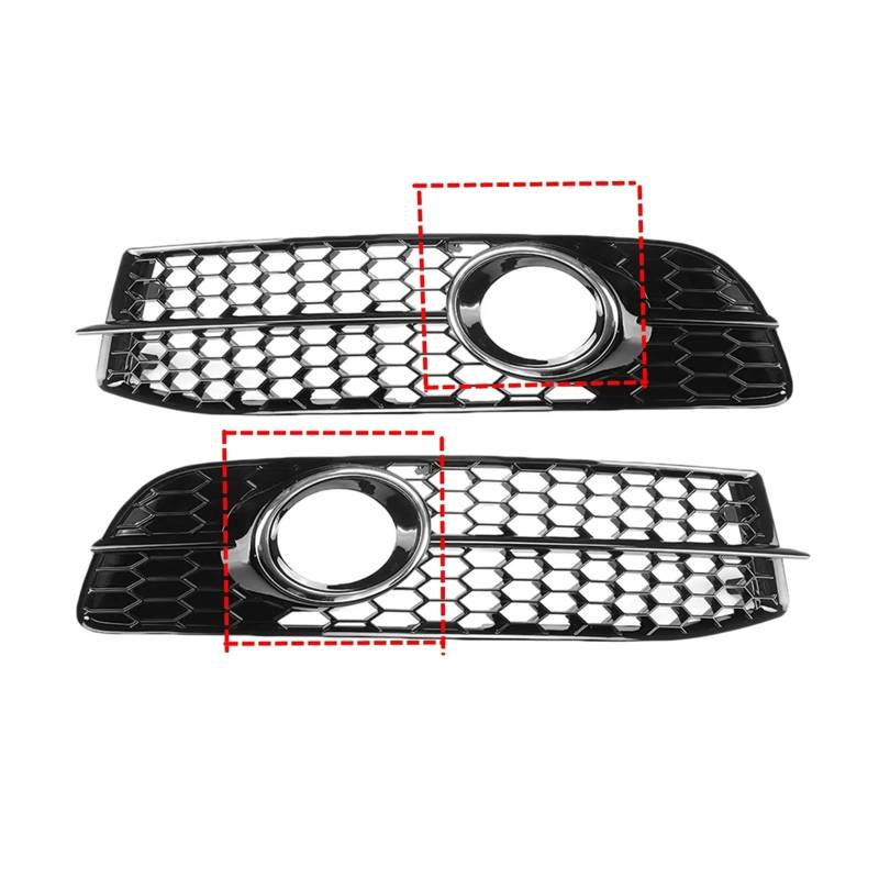 Kompatibel for Audi A6 C6 S-Line 2008–2011, Paar Nebelscheinwerfer-Kühlergrill-Abdeckung, Auto-Frontstoßstange, Nebelscheinwerfer-Grill, Waben-Sechskant-Abdeckung(Chrome Silver) von OVWIOQJC