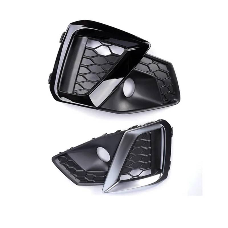 Nebelscheinwerfer-Kühlergrill-Abdeckung, kompatibel for Audi A4 B9 S-Line 2020 2021 2022, Nebelscheinwerfer-Lampenabdeckung, Waben-Hex-Frontgitter, Autozubehör(Chrome) von OVWIOQJC