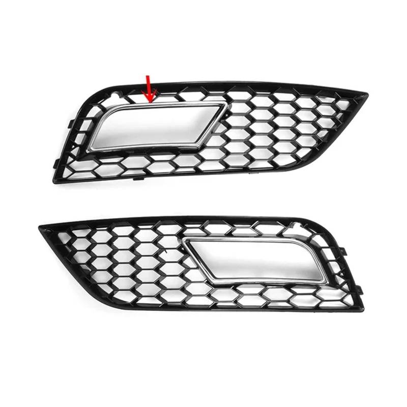 Nebelscheinwerfer-Lampenabdeckung, Waben-Frontgrill, kompatibel mit Audi A4 B8.5 2013–2016, Frontstoßstange, unterer Grill, RS4-Stil, Autozubehör(Honeycomb A-Chrome) von OVWIOQJC