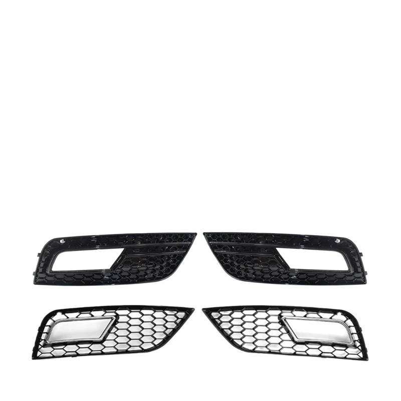 Nebelscheinwerfer-Lampenabdeckung, Waben-Frontgrill, kompatibel mit Audi A4 B8.5 2013–2016, Frontstoßstange, unterer Grill, RS4-Stil, Autozubehör(Honeycomb B-Chrome) von OVWIOQJC