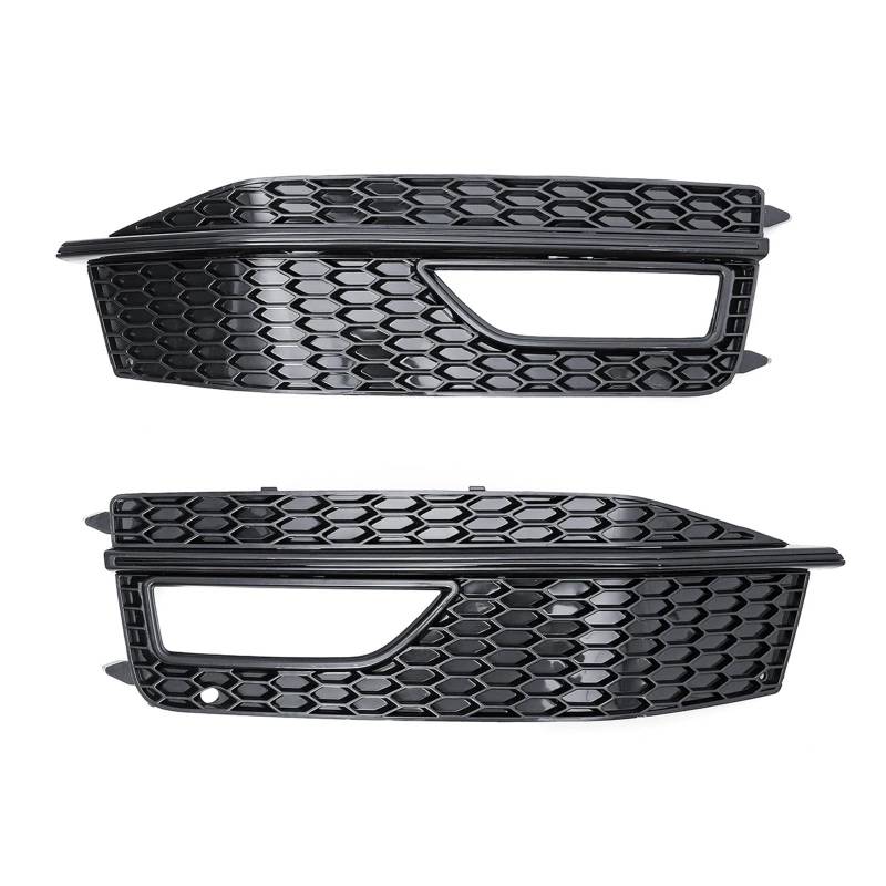 Paar vordere Stoßstange, unterer Nebelscheinwerfer-Grill, kompatibel mit Audi A4 B8 S-Line S4 2012–2015, 8K0807681P, 8K0807682P, Nebelscheinwerfer-Grill-Abdeckung(With Black) von OVWIOQJC