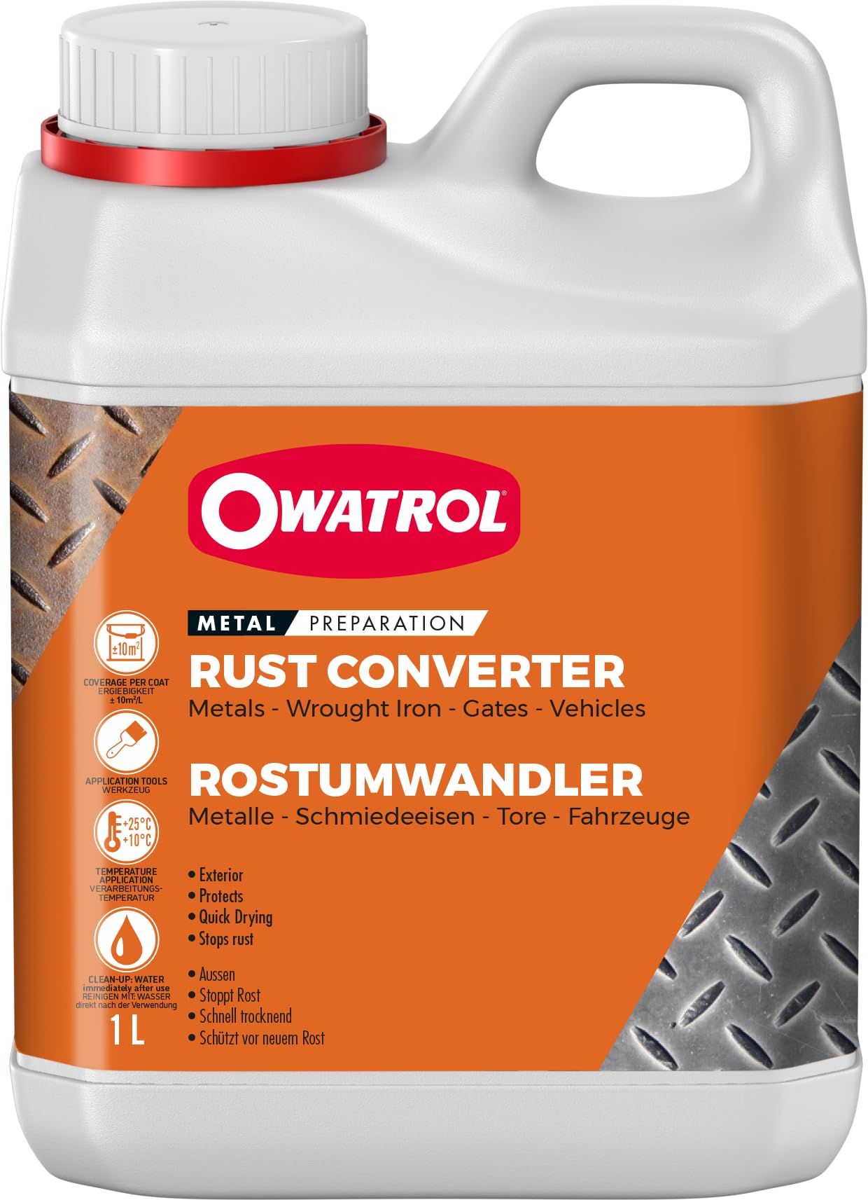 OWATROL® Rostumwandler [1Liter] - Rostumwandler mit Grundierung - Auto - Rostschutzgrundierung - Rostumwandler Kfz - Rust Converter- Grundierung Metall von OWATROL