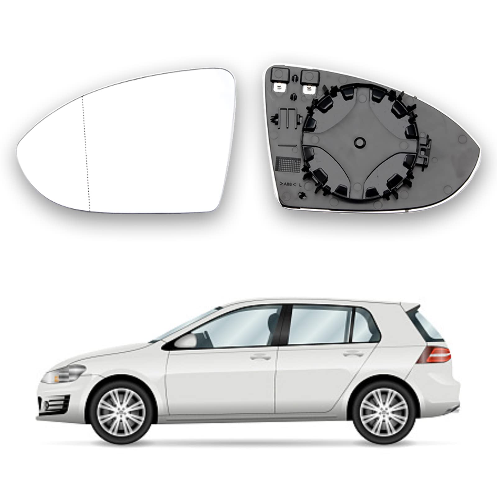 Golf 7 Spiegelglas,Geeignet für Golf 7 Spiegelglas Rechts Beifahrerseite Beheizbar Asphärisch mit Trägerplatte,Spiegelglas Golf 7 Rechts Beheizbar Asphärisch Passend für Golf 7 Spiegelglas von OWOAOOwl