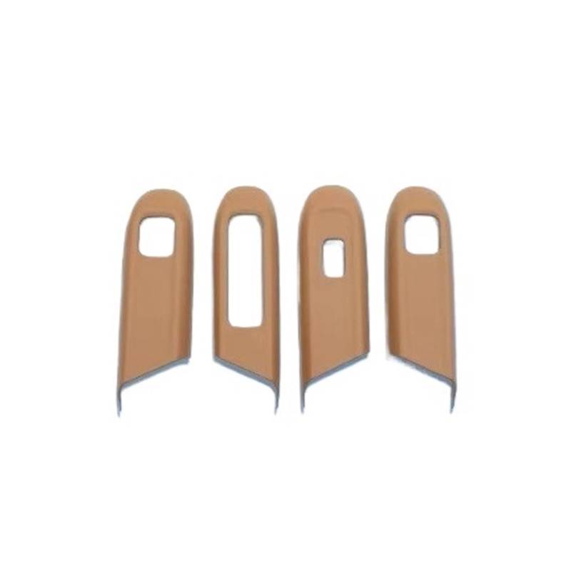 OWYTNRCJ 4-teiliges Autotür-Fensterheber-Schalter-Tastenfeld, kompatibel mit Mercedes Benz E-Klasse W214 2024 2025, Lederschutzabdeckung, Zieraufkleber(Brown 2 Buttons) von OWYTNRCJ