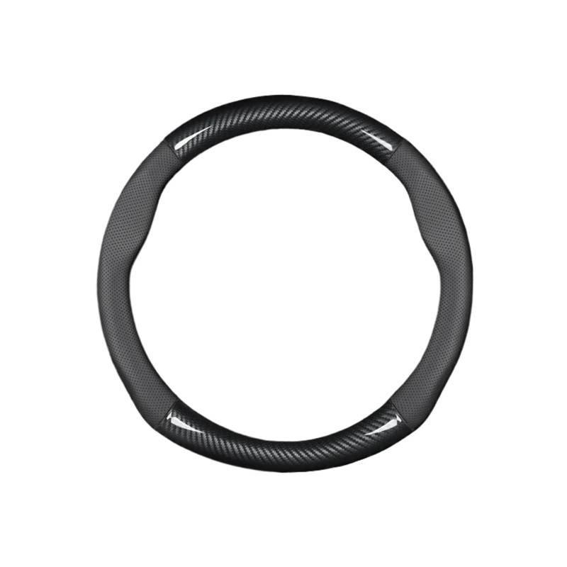 OWYTNRCJ Abdeckung Leder Carbon Fiber Kompatibel for Toyota Premi Aqua 2013 2014 2015(Round Shape-Black) von OWYTNRCJ