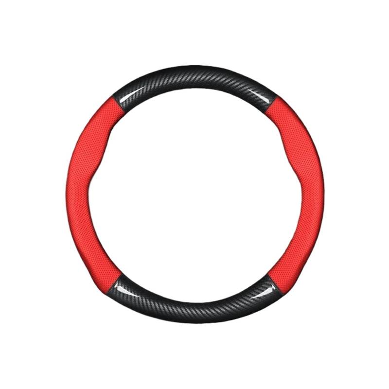 OWYTNRCJ Abdeckung Leder Carbon Fiber Kompatibel for Toyota Premi Aqua 2013 2014 2015(Round Shape-Red) von OWYTNRCJ