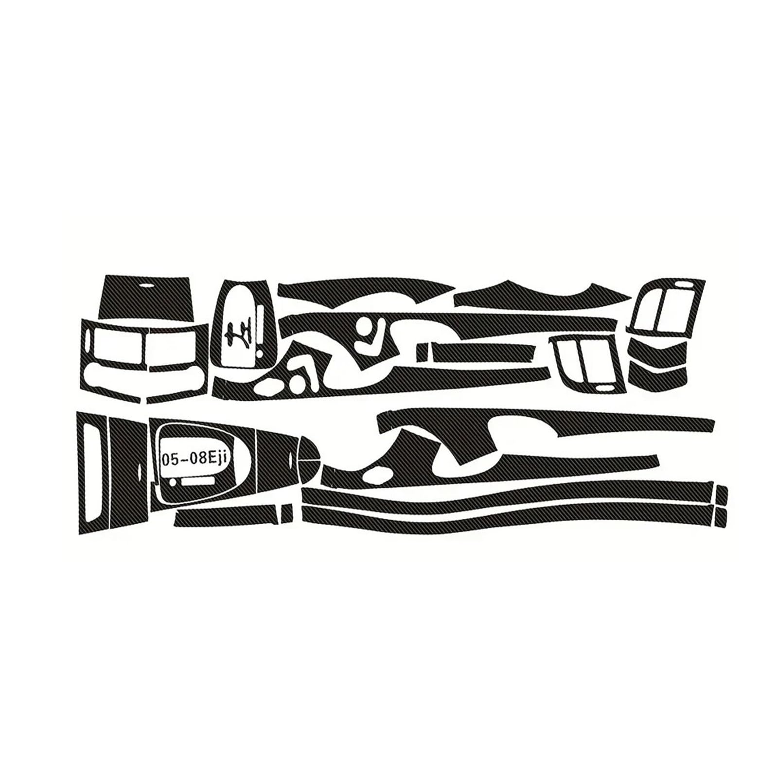OWYTNRCJ Auto-Styling, Carbonfaser, Autoinnenraum, Mittelkonsole, Farbe, kompatibel mit Mercedes E-Klasse W211 2003–2008, Änderungsform, Aufkleber, Abziehbilder(5D CF Black,RHD) von OWYTNRCJ