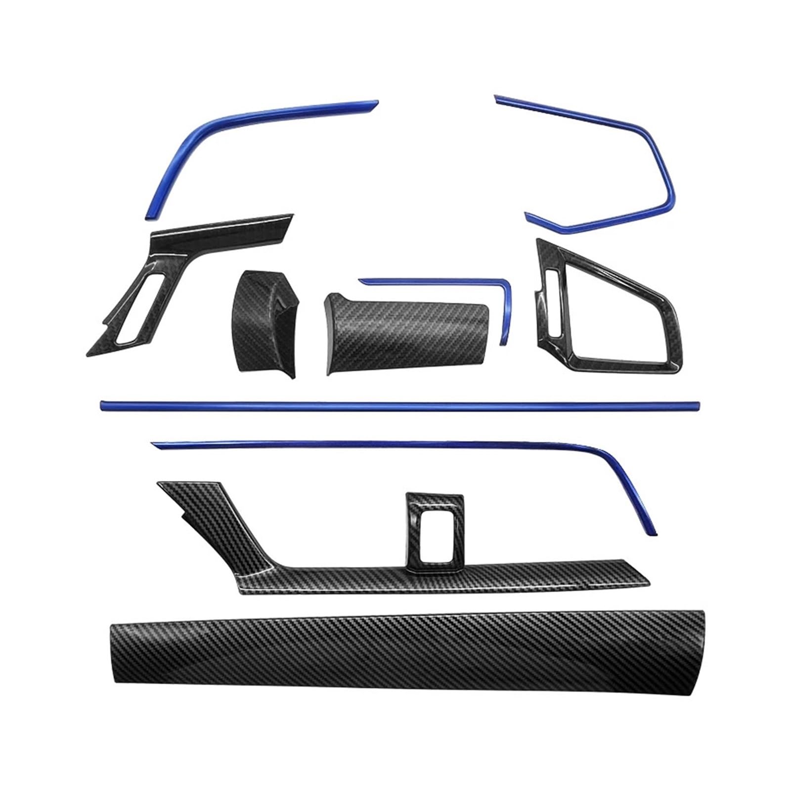 OWYTNRCJ Autokonsolen-Mittelabdeckung, dekorative Aufkleber, 11 Stück, kompatibel mit Honda Civic Seden 2016 2017 2018 2019 2020, Kohlefaser(Blue 11-Pcs Set) von OWYTNRCJ
