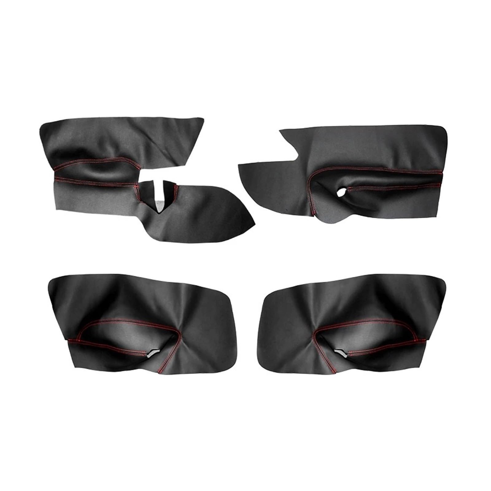 OWYTNRCJ Mikrofaser-Leder, 4 Stück, for die Innentür des Autos, kompatibel mit VW Golf 5 MK5 Jetta 2005 2006 2007 2008 2009 2010, Armlehnenverkleidung, LHD/RHD(Black with red line,LHD) von OWYTNRCJ