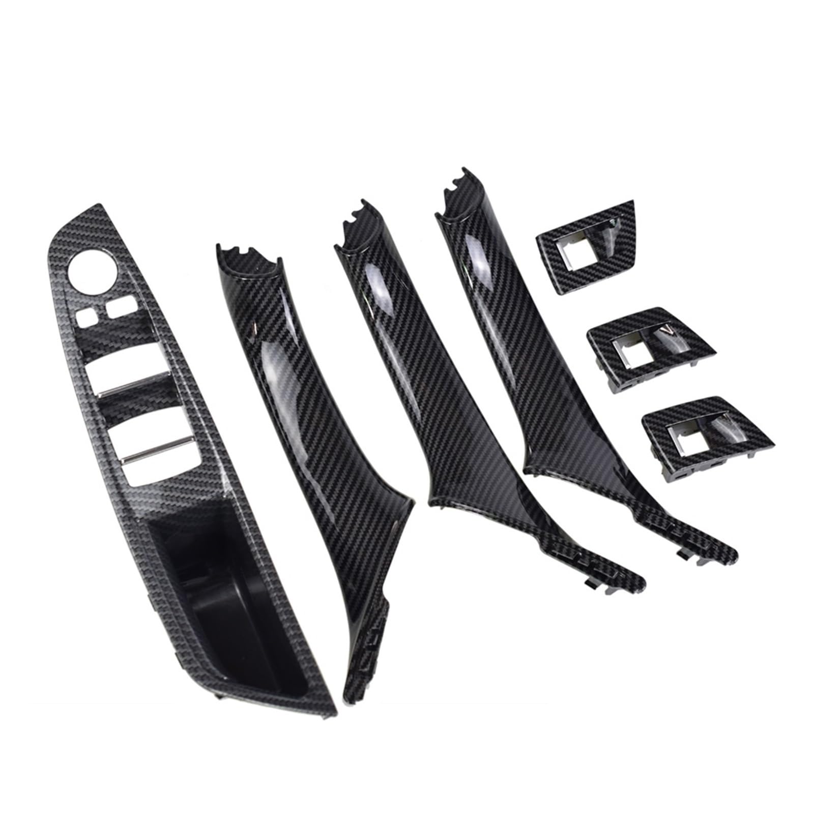 OWYTNRCJ Rechtslenker RHD Kompatibel for BMW 5 Series F10 F11 Beige Schwarz Auto Innen Innen Tür Griff Panel Pull Trim Abdeckung(Model B Carbonfiber) von OWYTNRCJ