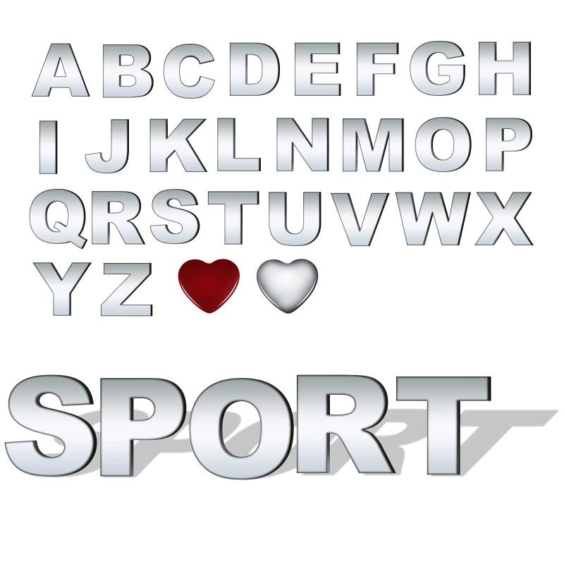 OXYEFEI DIY 3D Chrome ​Auto Emblem Aufkleber Alphabet Buchstaben Symbol Abzeichen Aufkleber Inkl. 26 Alphabete + 2 Symbol Metall Aufkleber Selbstklebenden für Laptop Motorrad (Silber-) von OXYEFEI