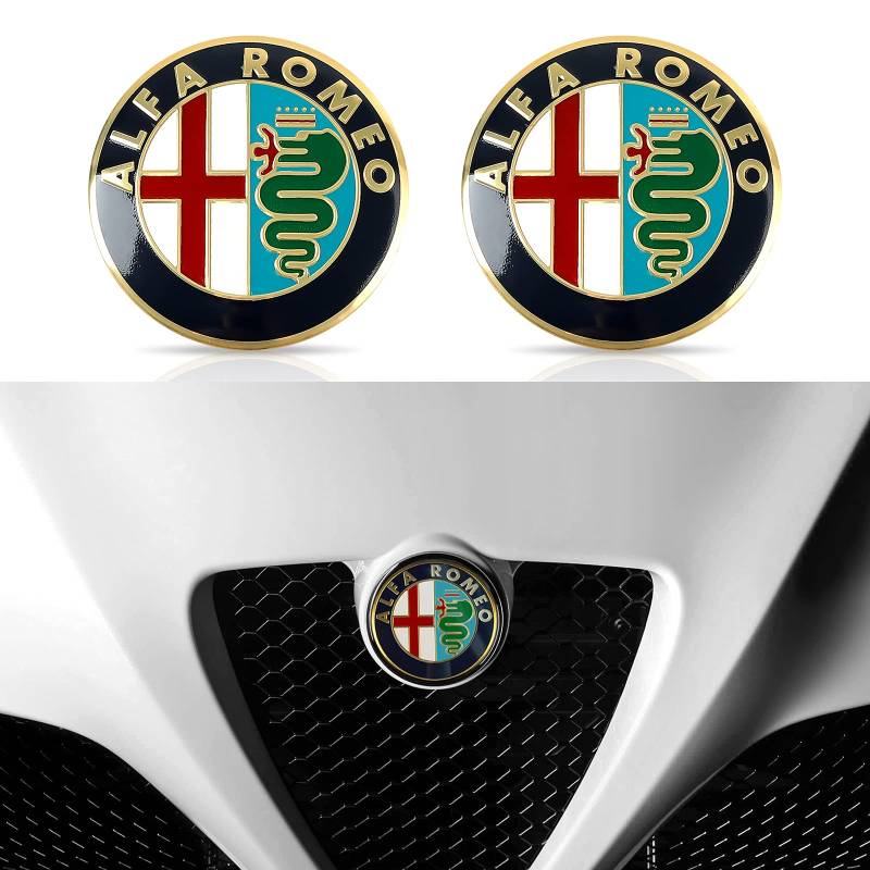 2 Stück 74 mm Logo Emblem Badge Aufkleber für Giulia Giulietta Stelvio Mito Tonale Spider Brera 159 147 156 166 GT Car Styling (Gold) von OYDDL