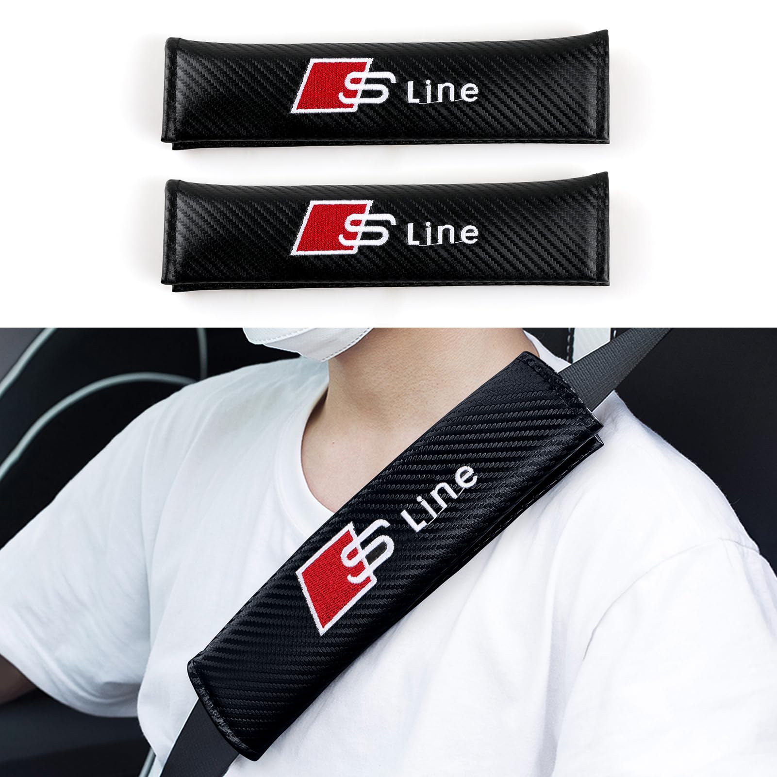 2PCS Auto PU Sicherheitsgurt Gurtpolster Cover Kohlefaser Leder Trim Kompatibel mit Audi A1 A2 A3 A4 A5 A6 A7 A8 Q2/Q3/Q4 /Q5/Q7/Q8 Q3 Q8 S3 S4 S5 S6 S7 S8 TT Interieur Zubehör 2PCS Auto PU Sicherheitsgurt Gurtpolster Cover Kohlefaser Leder Trim Kompatibel mit Audi A1 A2 A3 A4 A5 A6 A7 A8 Q2/Q3/Q4 /Q5/Q7/Q8 Q3 Q8 S3 S4 S5 S6 S7 S8 TT Interieur Zubehör von OYDDL
