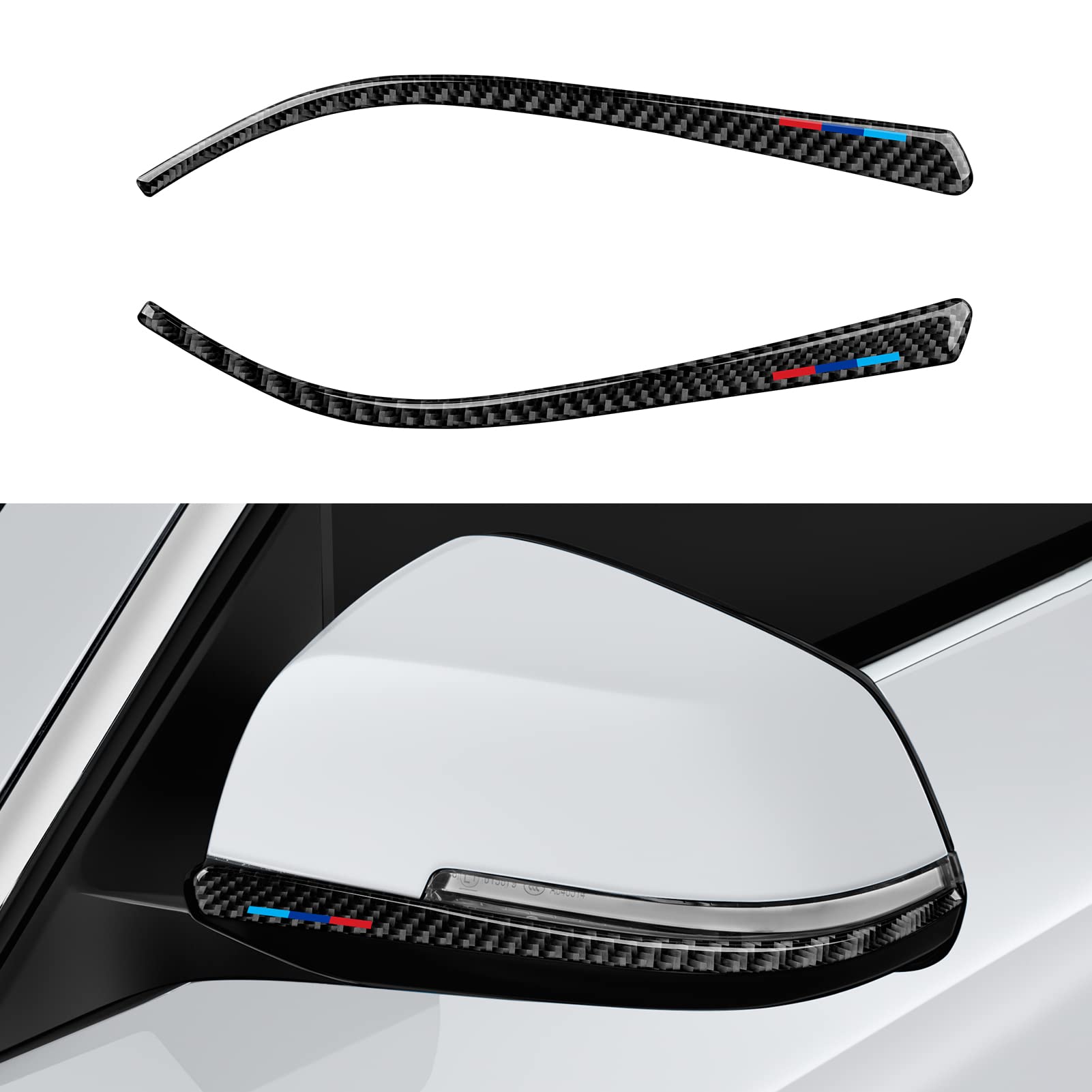 2PCS Auto Rückspiegel Schutzstreifen Kohlefaser Trim Anti-Collision Aufkleber Mirror Bumper Decal Kompatibel mit BMW F30 F31 F34 3GT F32 F33 F36 Zubehör von OYDDL