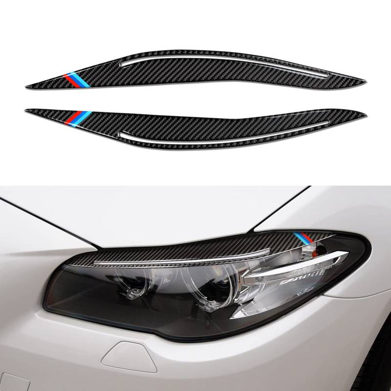 2PCS Auto Scheinwerfer Augenbrauen Abdeckung Augenlider Aufkleber Kohlefaser Decal Kompatibel mit F10 F11 2014 2015 2016 2017 Zubehör von OYDDL