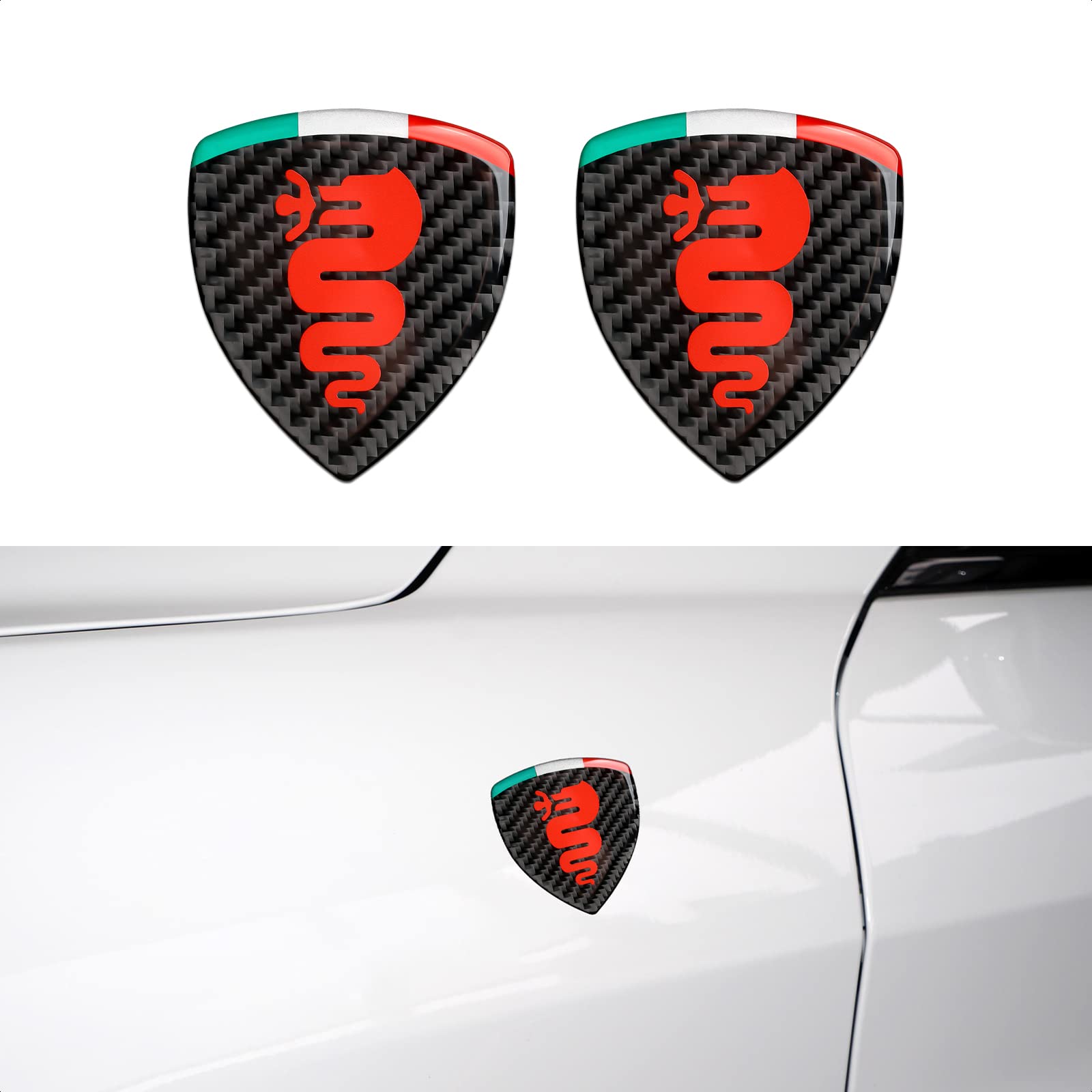 2PCS Universal Aufkleber Emblem Kompatibel mit Alfa Romeo 147 GT Brera 155 156 159 166 Giulia Mito Giulietta Spider von OYDDL