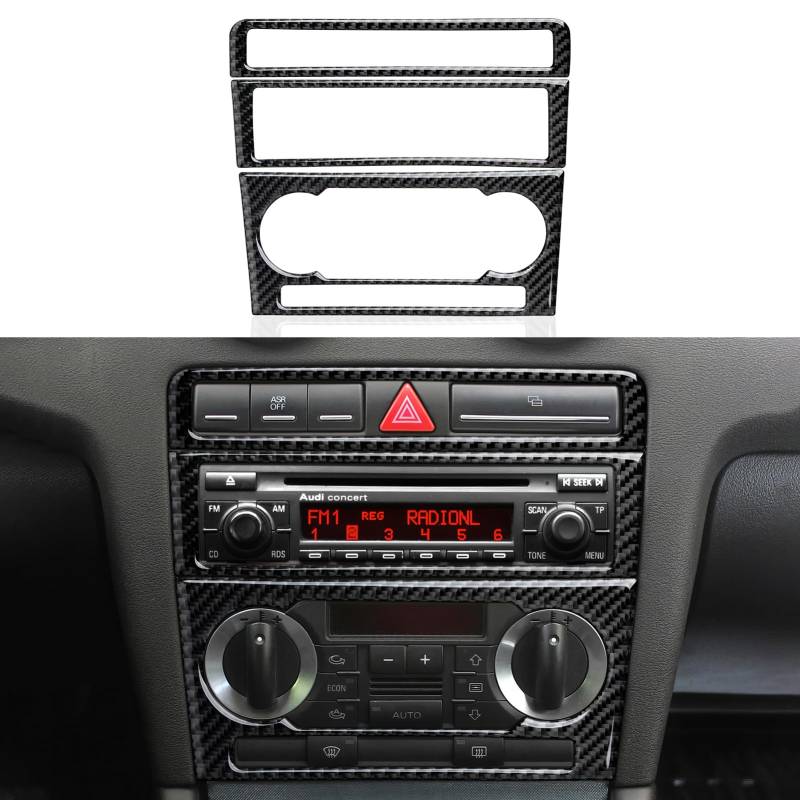 3-teiliges Carbon Fiber Innenraum-Set Kompatibel mit Audi A3 (2004-2012) / S3 (2008-2012) / RS3 (2011-2012) CD Panel Aufkleber Auto Interieur Zubehör von OYDDL