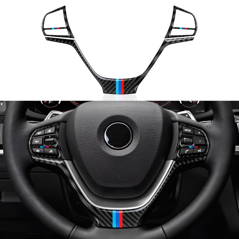 3PCS Auto Lenkrad Aufkleber Abdeckung Cover Kohlefaser Decal Trim passt Kompatibel mit X3 F25 (2011-2017)/ X4 F26 (2014-2018) Interieur Zubehör von OYDDL