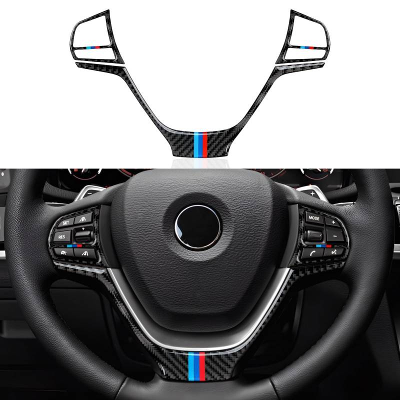 3PCS Auto Lenkrad Aufkleber Abdeckung Cover Kohlefaser Decal Trim passt Kompatibel mit BMW X3 F25 (2011-2017)/ X4 F26 (2014-2018) Interieur Zubehör von OYDDL