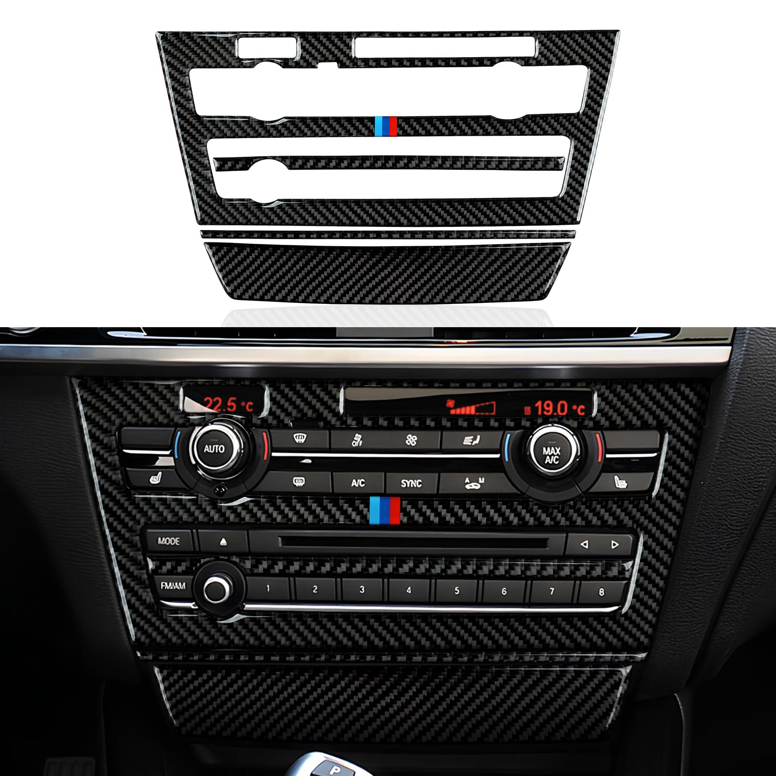 4PCS Auto CD Panel Aufkleber Abdeckung Cover Carbon Fiber Decal Trim passt Kompatibel mit BMW X3 F25 (2011-2017) / X4 F26 (2014-2018) Interieur Zubehör (B) von OYDDL