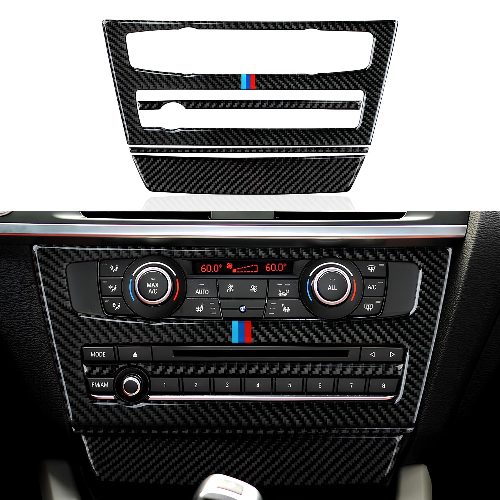 4PCS Auto CD Panle Aufkleber Abdeckung Cover Kohlefaser Decal Trim passt Kompatibel mit BMW X3 F25 2011 2012 2013 2014 Interieur Zubehör -Nur für F25 (CD,A) von OYDDL