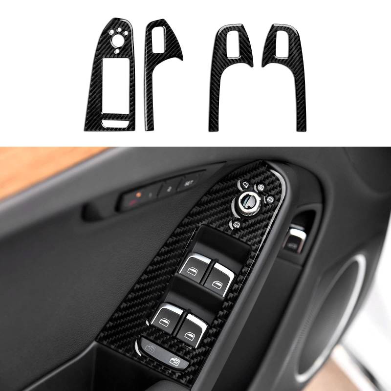 4PCS Auto Fensterheber Trim Cover Carbon Fiber Aufkleber Kompatibel mit Audi A4 (2009-2016) / S4 (2010-2016) / RS4 (2012-2015) Interieur Zubehör (Ohne Loch) von OYDDL