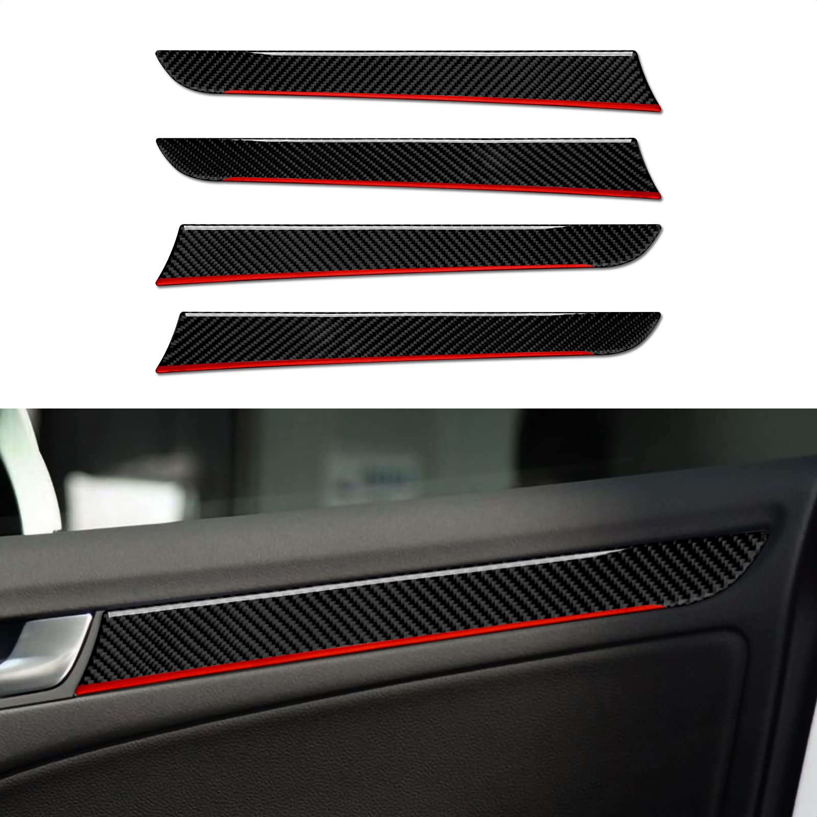 4PCS Kohlfaser Auto Türverkleidung Dekoration Aufkleber Autotür Strip Trim Kompatibel mit Audi A4 (2009-2016) S4(2010-2016) RS4 (2012-2015) Zubehör (S) von OYDDL