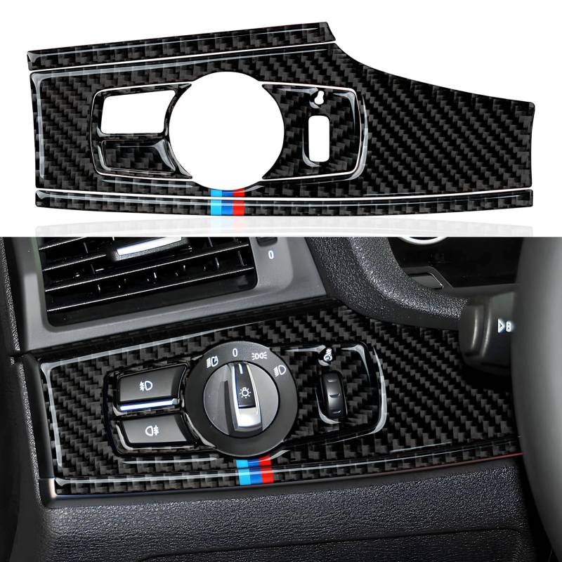 6PCS Auto Scheinwerfer Schalter Panel Aufkleber Abdeckung Cover Kohlefaser Decal Trim passt Kompatibel mit BMW X3 F25 (2011-2017)/ X4 F26 (2014-2018) Interieur Zubehör von OYDDL
