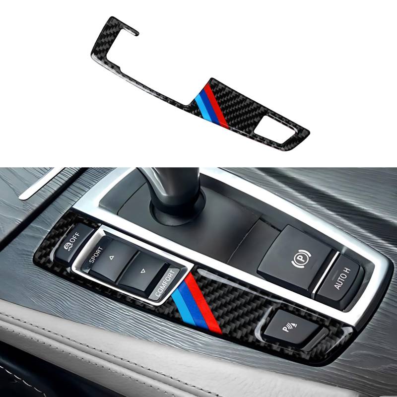 Auto Aufkleber Abdeckung Cover Kohlefaser Decal Trim passt Kompatibel mit BMW F06 F07 F10 F11 F12 F13 F25 F26 Interieur Zubehör -links von der Getriebekonsole (3 Tasten) von OYDDL