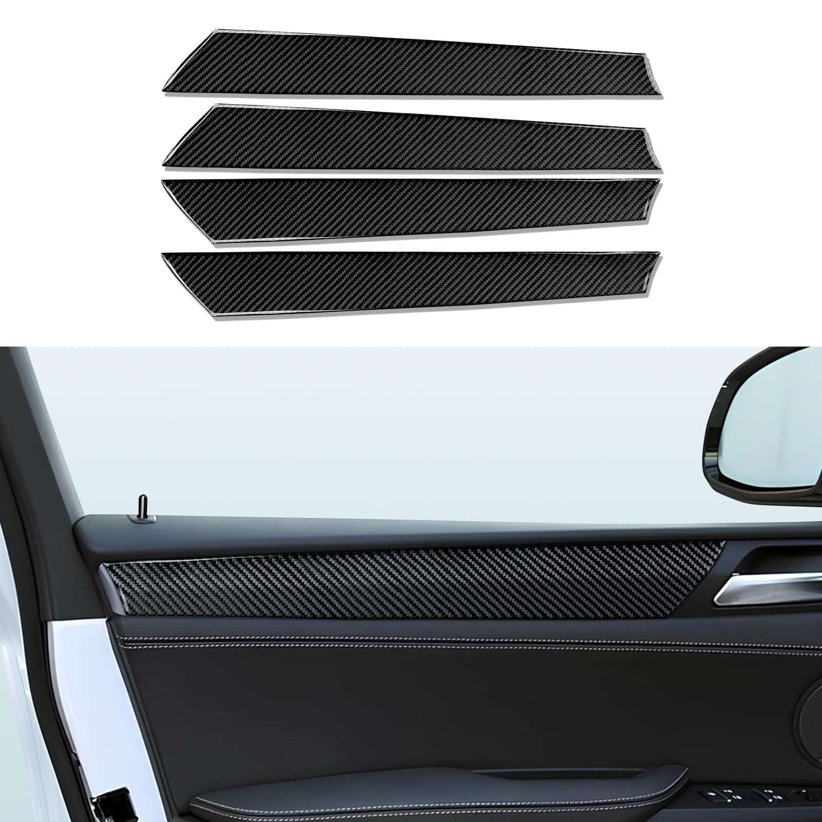 Auto Aufkleber Abdeckung Cover Carbon Fiber Decal Trim passt Kompatibel mit BMW X3 F25 (2011-2017)/ X4 F26 (2014-2018) Interieur Zubehör (4PCS,Türverkleidung) von OYDDL