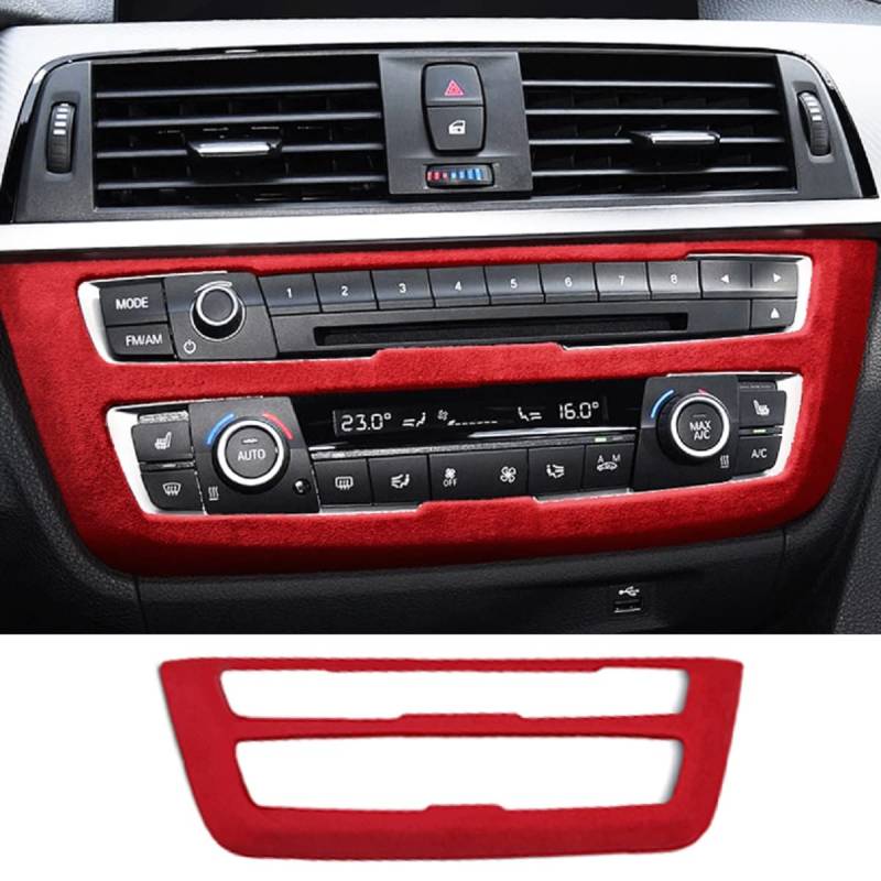 Auto Aufkleber Center Console CD Abdeckung Interieurleisten Trim kompatibel mit BMW F30 F34 3GT Zubehör (CD Frame, Rot) von OYDDL