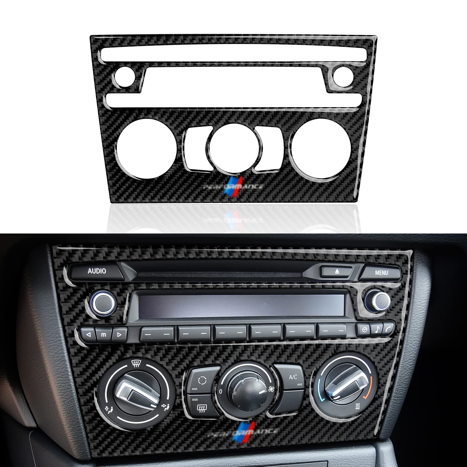 Auto CD Panel Aufkleber Klimaanlage Volume Panel Control Frame Trim Carbon Fiber Cover Innenraum Zubehör Kompatibel mit BMW X1 E84 2010 2011 2012 2013 2014 2015 Zubehör (B) von OYDDL