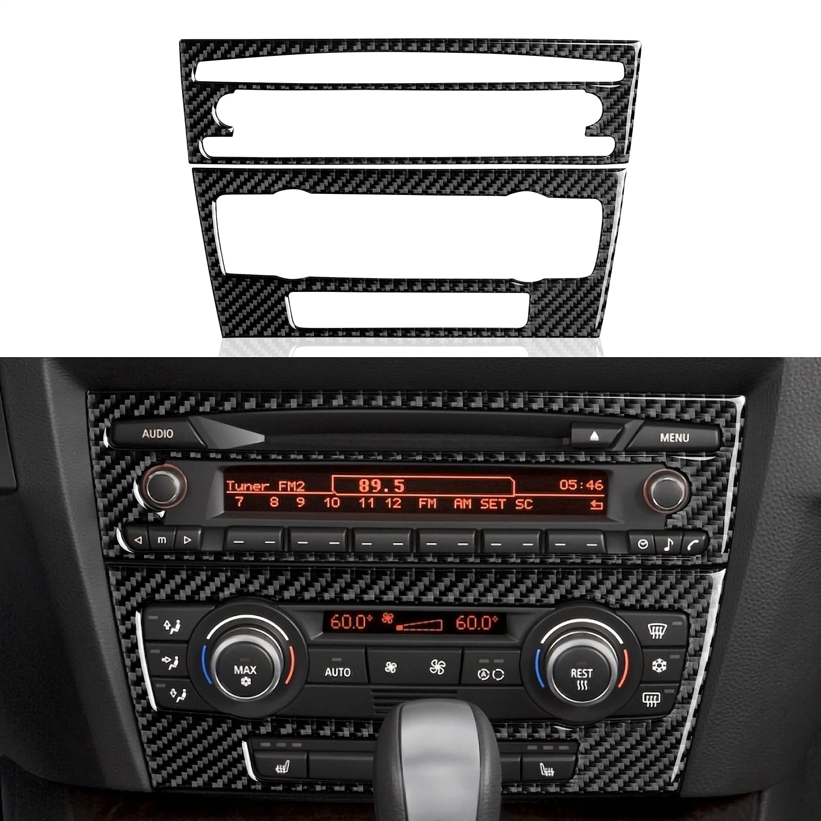Auto CD Panel Aufkleber Kohlefaser Abdeckung kompatibel mit BMW E90 E92 E93 2005 2006 2007 2008 2009 2010 2011 2012 (Stil D) von OYDDL