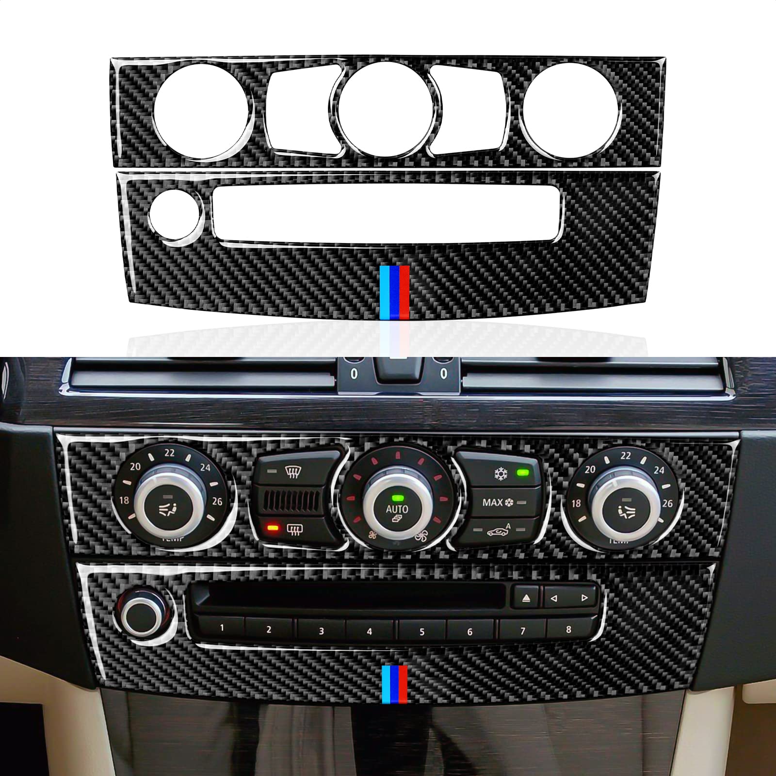 Auto CD Panel Aufkleber Kohlefaser Trim Cover Case Cap Kompatibel mit BMW E60 2008 2009 2010 Zubehör (Stil A) von OYDDL