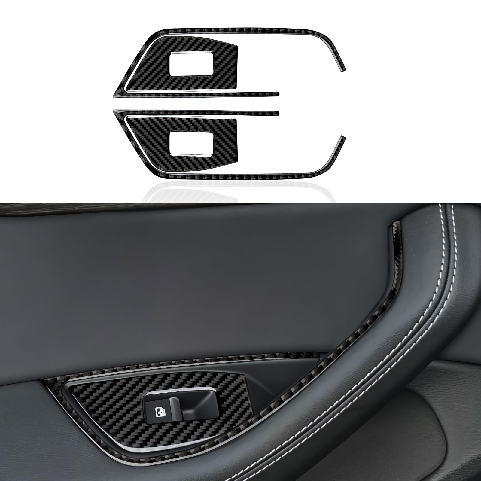4PCS Auto Fensterheber Kohlefaser Cover Aufkleber Trim Kompatibel mit A4(2016-2025)/S4(2016-2025)/RS4(2017-2025)/A5(2017-2024)/S5(2016-2025)/RS5(2017-2025) Interieur Zubehör (A) von OYDDL