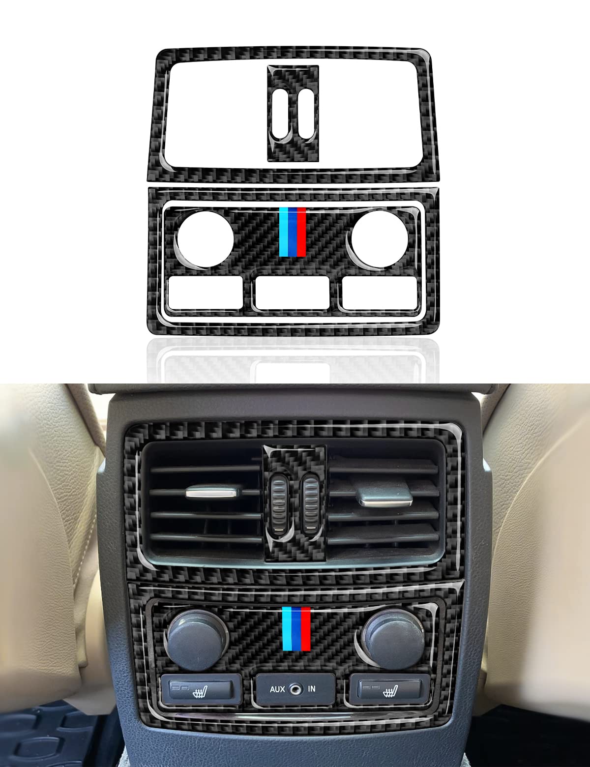 Auto Klimaanlage Aufkleber AC hinten Klimaanlage Trim Carbon Fiber Decal Kompatibel mit BMW E60 2003 2004 2005 2006 2007 2008 2009 2010 Zubehör (B)… von OYDDL