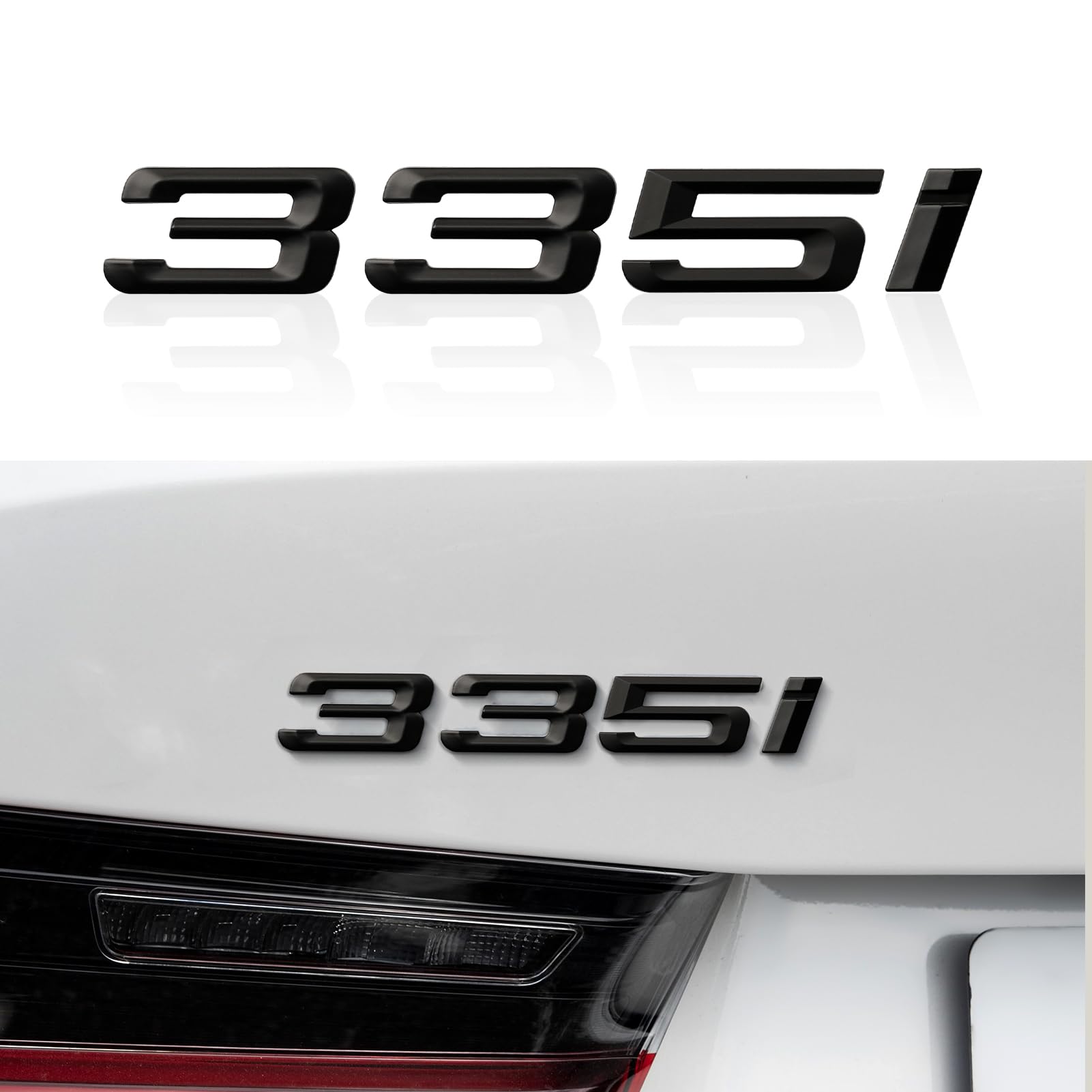 Auto Nummer Anzahl Buchstaben Wort Kofferraum Embleme ABS Abzeichen Aufkleber Brief Stamm Deckel Kompatibel mit BMW 3er 335i Dekoration Zubehör -Mattschwarz von OYDDL