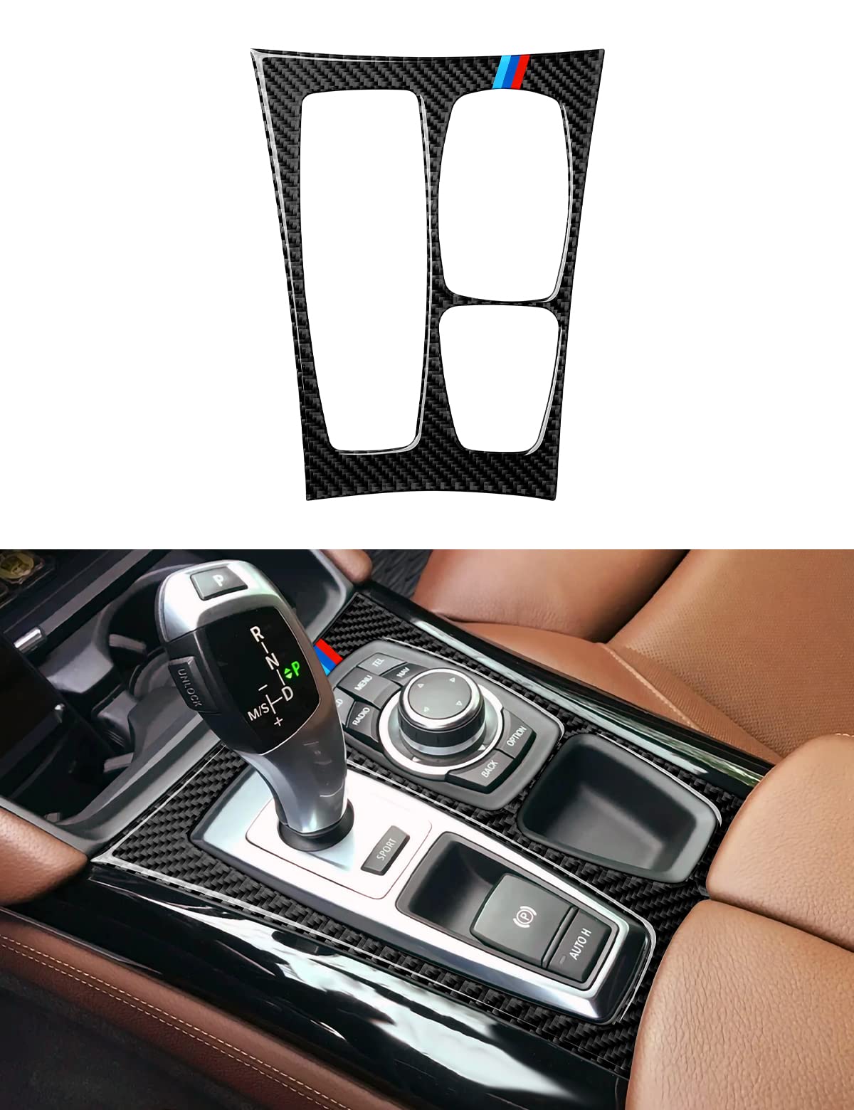Auto Innenausstattung Schalttafel Abdeckung Trim Kohlefaser Aufkleber passt Kompatibel mit BMW X5 X6 E70 E71 Zubehör - NUR für 2010-2014 von OYDDL