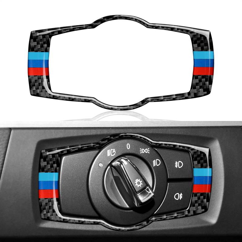 Auto Scheinwerfer Schalter Panel Aufkleber Abziehbild Kohlefaser Trim Cover Kompatibel mit BMW E90 E92 E93 2005 2006 2007 2008 2009 2010 2011 2012 Accessories von OYDDL