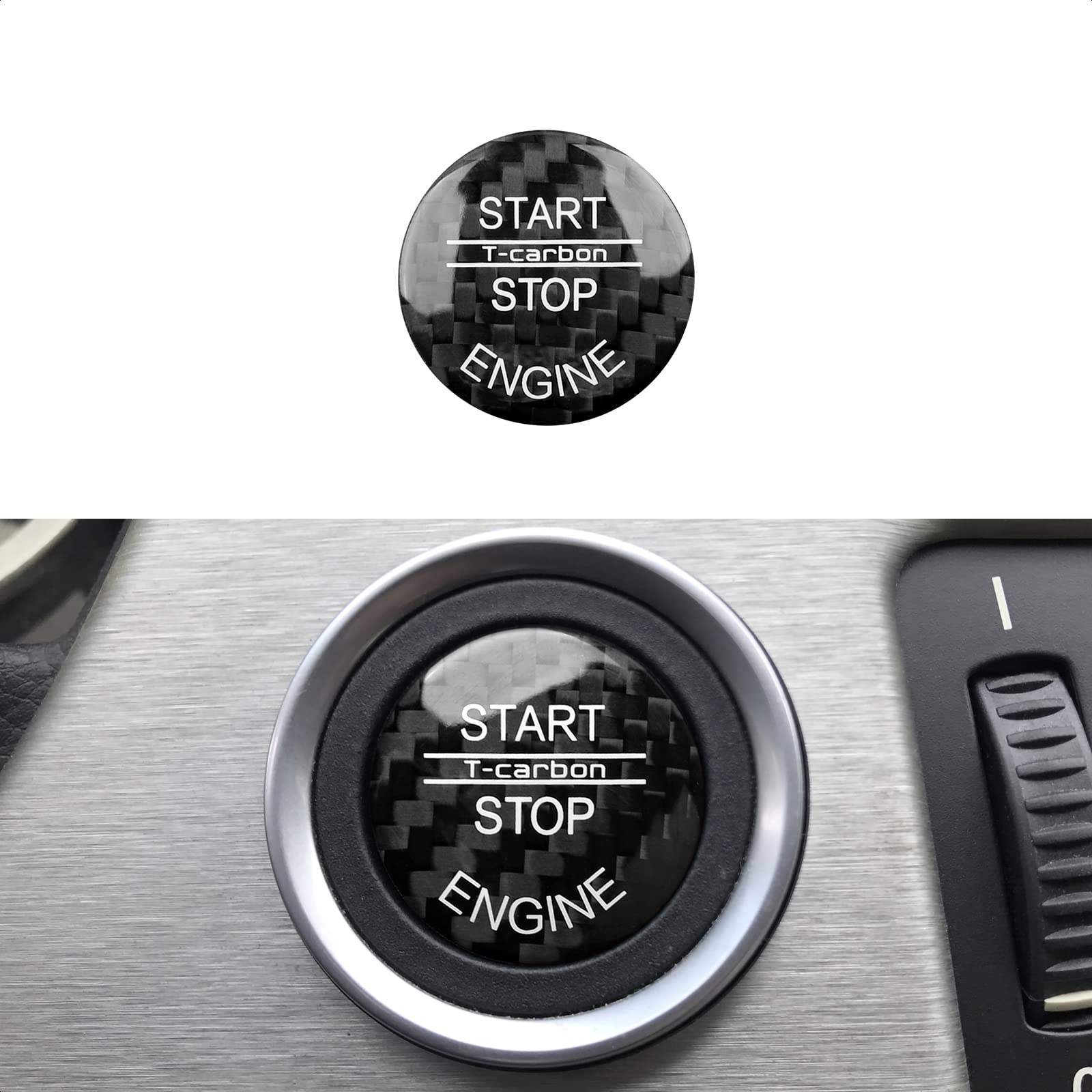 Auto Start Stopp Knopf Abdeckung Aufkleber Aufkleber Push-to-Start-Zündknopf Kompatibel mit BMW E60 Interieur-Zubehör (Schwarz) von OYDDL