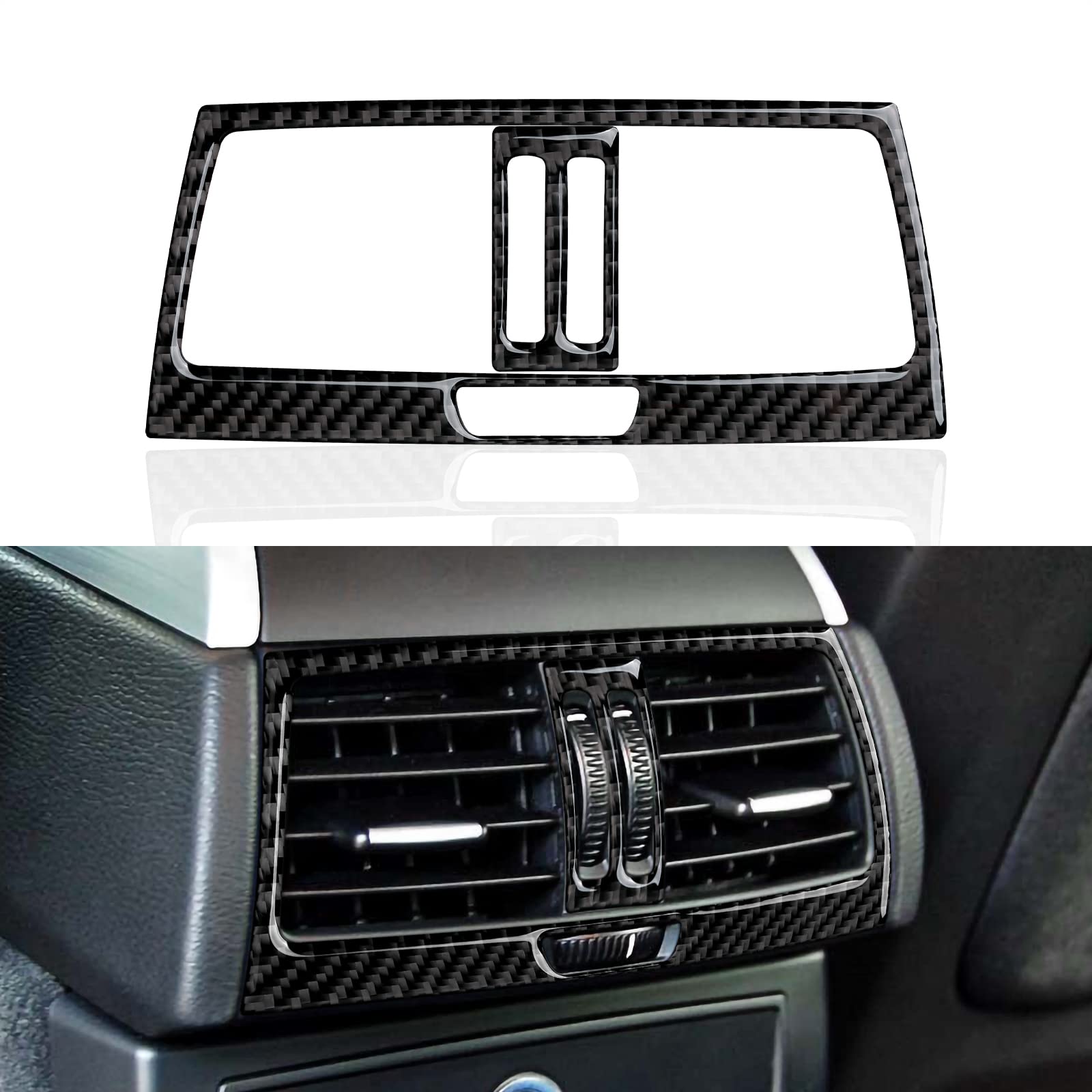 Hintere Reihe AC Abdeckung Trim Kohlefaser Aufkleber passt Kompatibel mit BMW X5 X6 E70 E71 2007 2008 2009 2010 2011 2012 2013 2014 Zubehör (B) von OYDDL