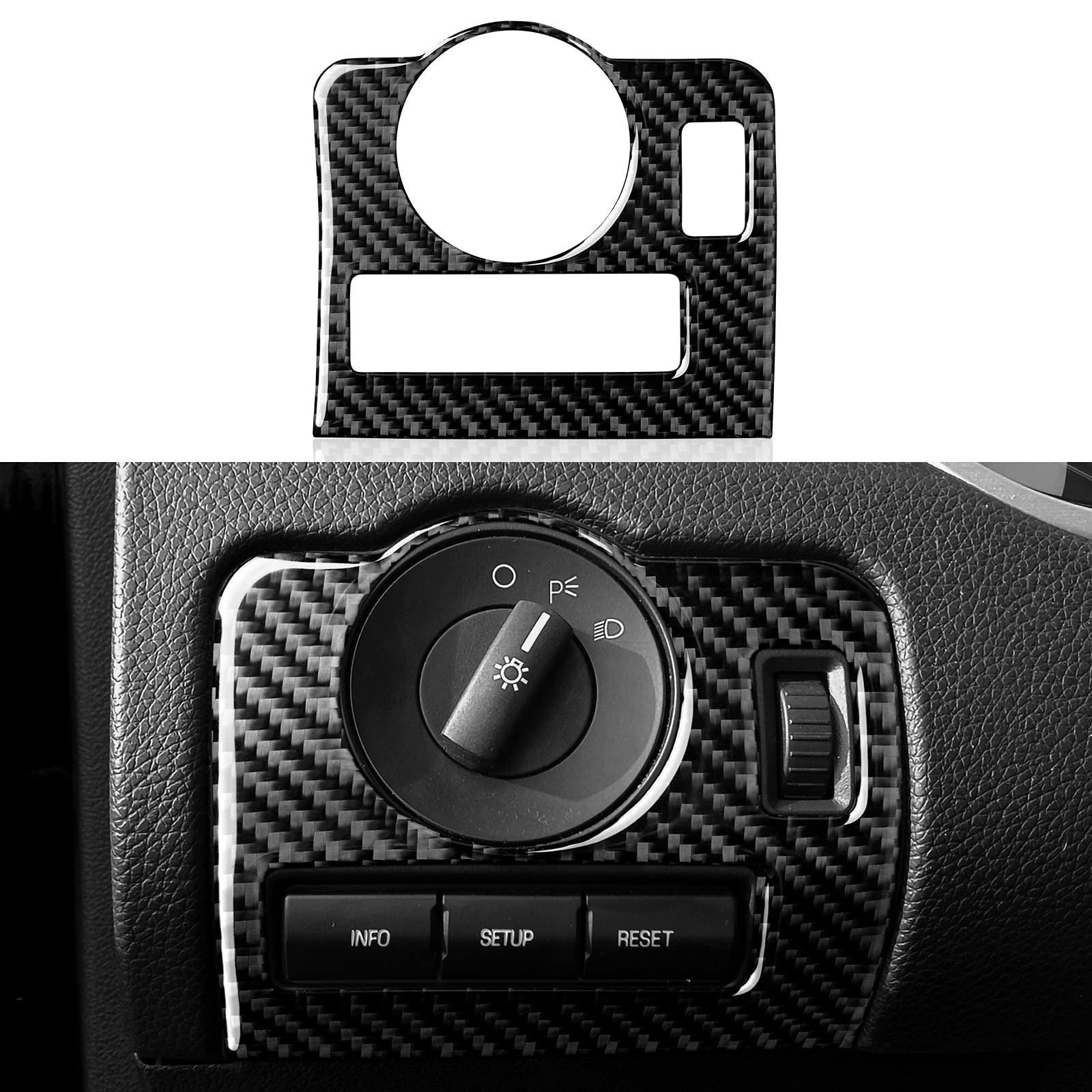 Lichtschalter Aufkleber Lampe Schalter Kohlefaser Abdeckung kompatibel mit Ford Mustang 2009 2010 2011 2012 2013 2014 Zubehör von OYDDL