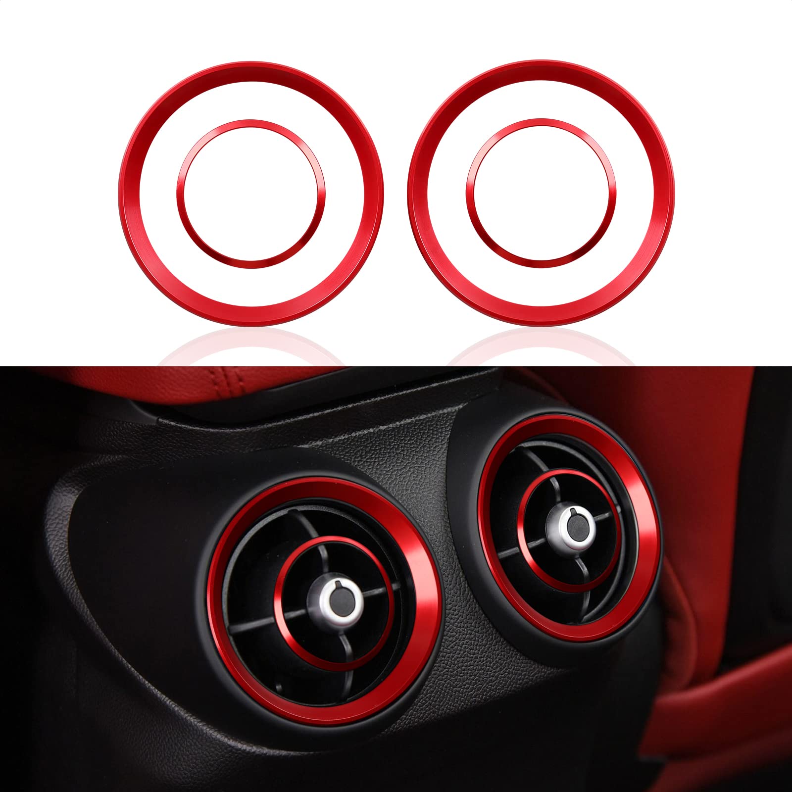 OYDDL 2PCS Auto Aufkleber Klimaanlage Luftauslass Trim ABS Decor Kompatibel mit Alfa Romeo Giulia Stelvio 2016-2023 Zubehör (Hinten) von OYDDL