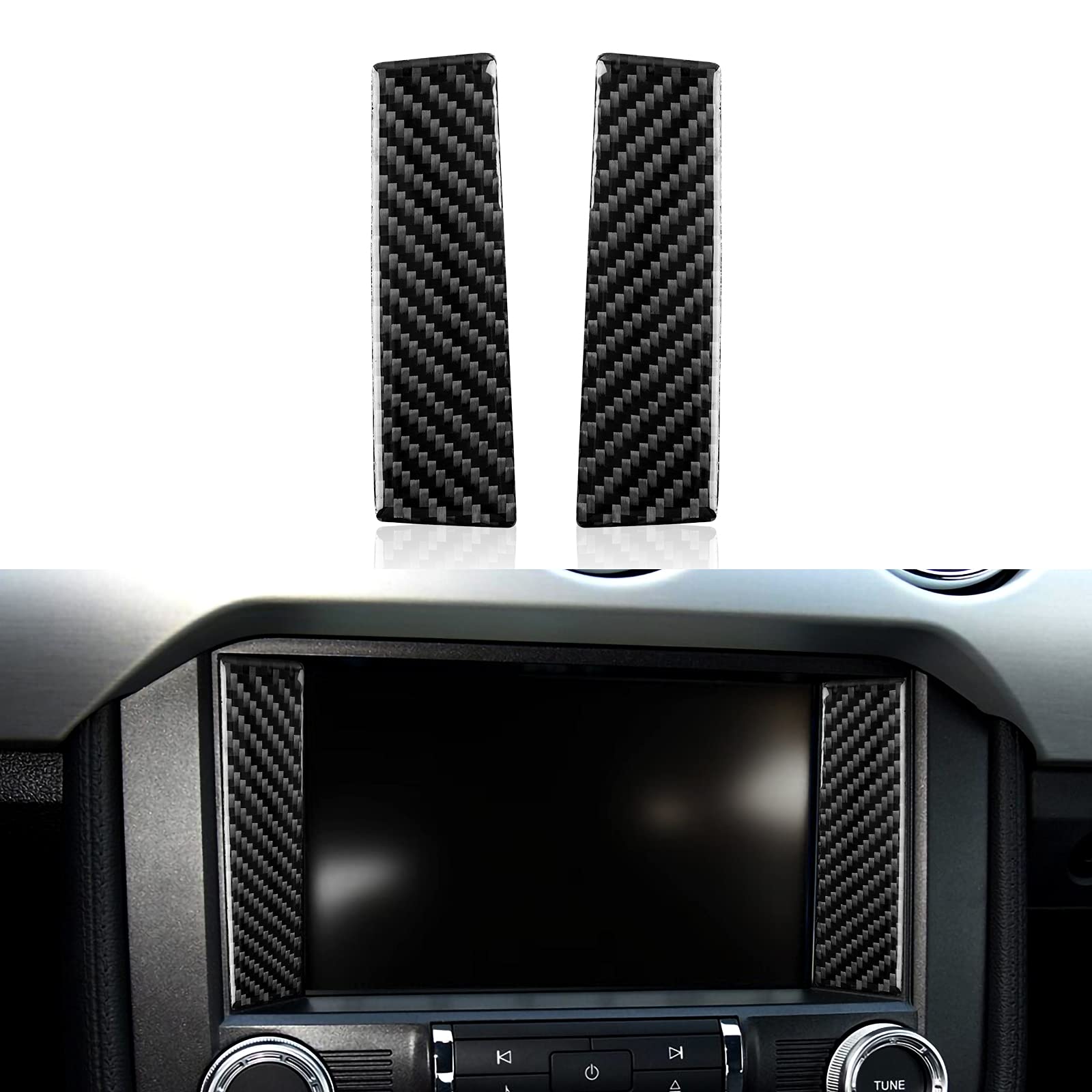 OYDDL 2PCS Kohlefaser Innen Aufkleber Zentrale Steuerung Klimaanlage CD Panel Zieraufkleber kompatibel mit Ford Mustang GT 2015 2016 2017 2018 2019 2020 2021 Zubehör von OYDDL