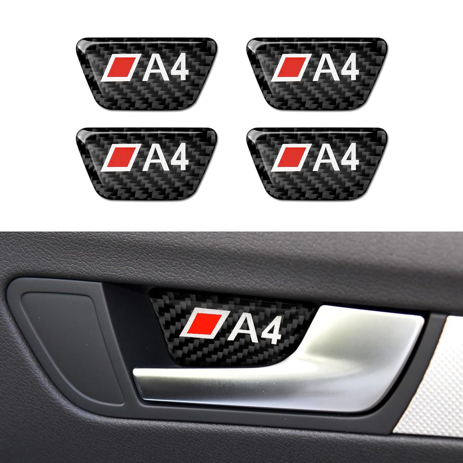 OYDDL 4PCS Auto Türklinke Panel Aufkleber Abziehbild Trim Cover Kohlefaser Kompatibel mit A4 B8 Q5 Q5 S4 RS4 Interieur Zubehör (Logo) von OYDDL