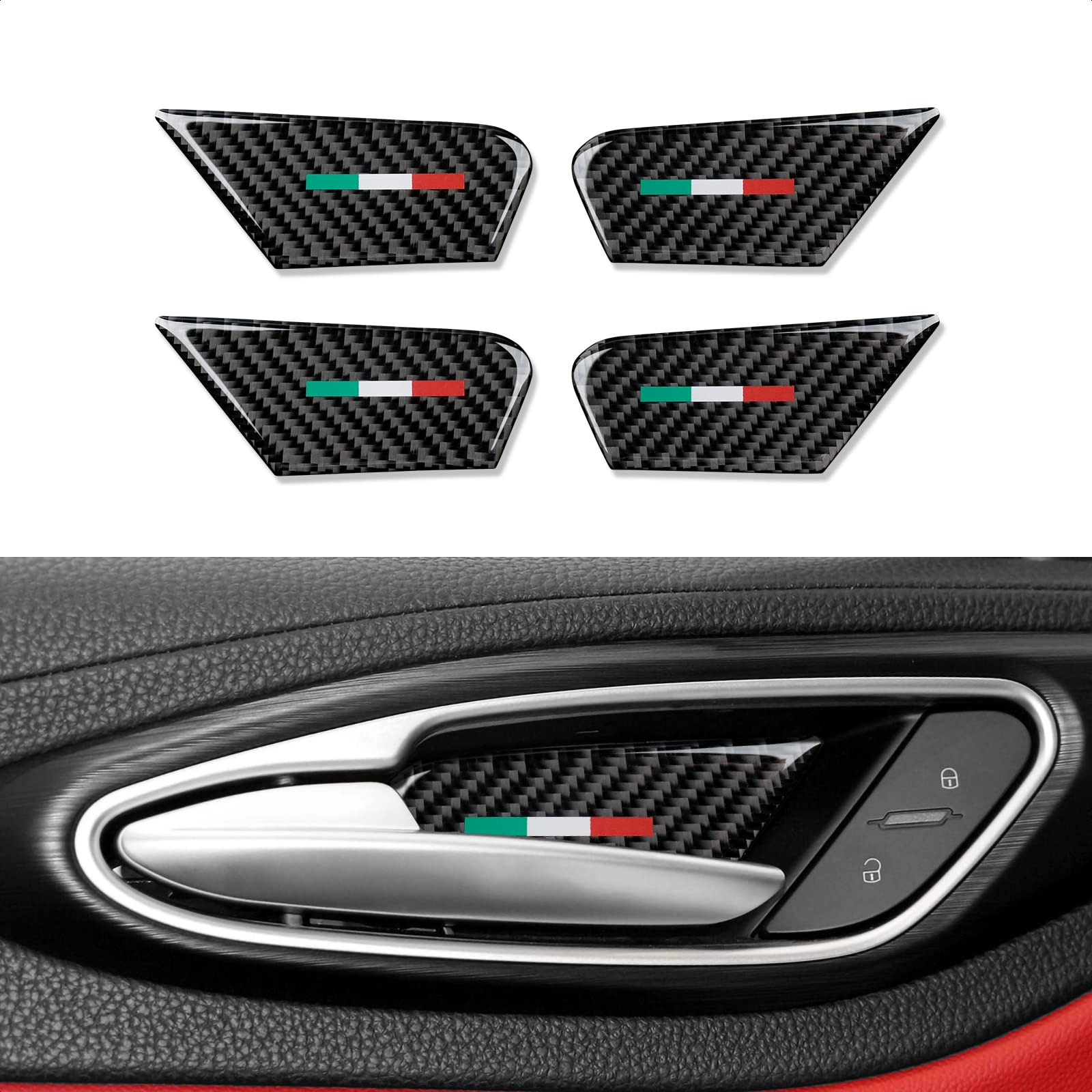 OYDDL 4PCS Kohlefaser Aufkleber Innentür Abdeckung Dekoration Aufkleber kompatibel mit Alfa Romeo Giulia Stelvio 2017 2018 2019 2020 2021 Auto Accessories (Italien Stil) von OYDDL