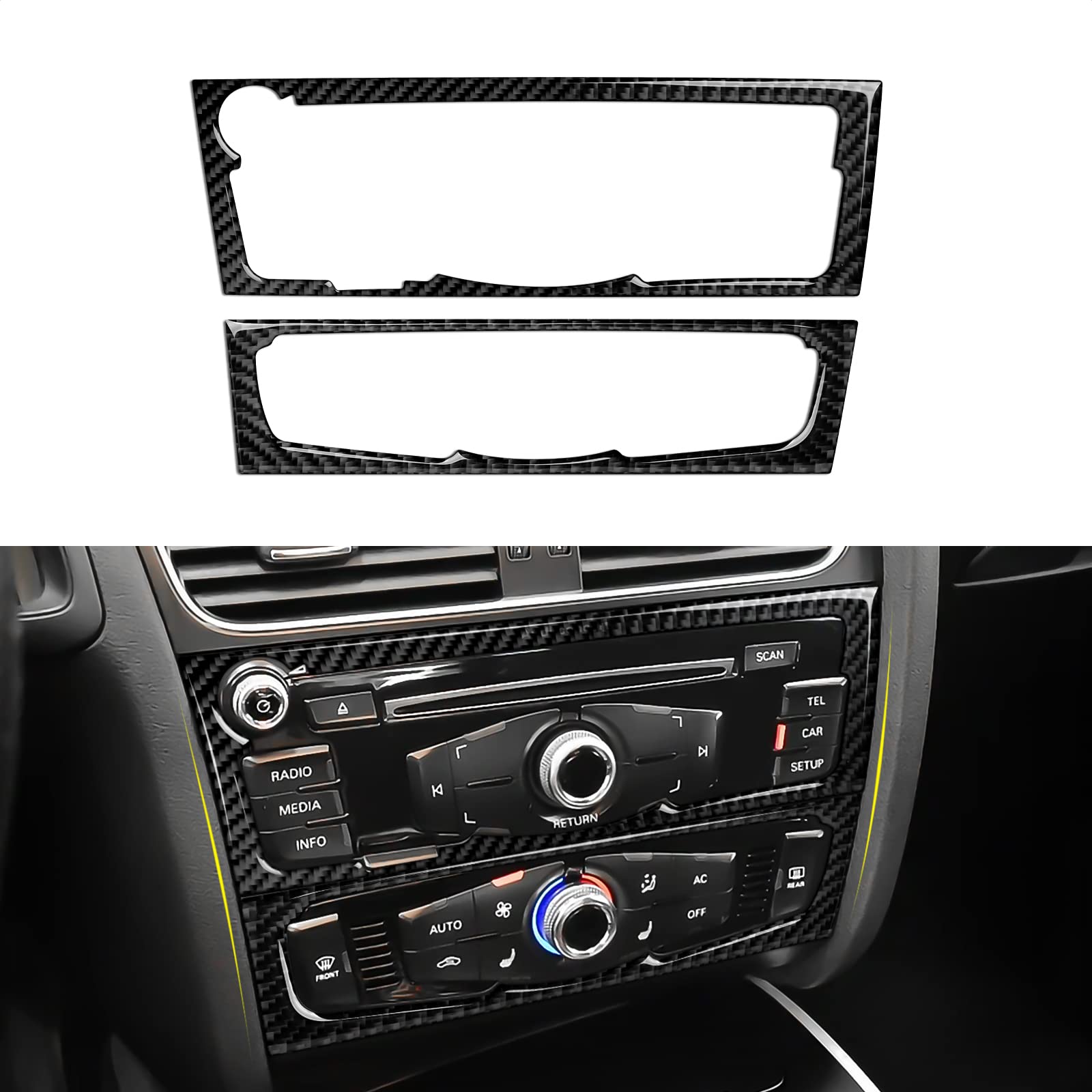 OYDDL Auto CD Panel Aufkleber Klimaanlage Volume Panel Control Frame Trim Kompatibel mit Audi A4 B8 A5 S4 S5 Q5 RS4 RS5 Interieur Zubehör (B) von OYDDL